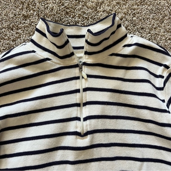L.L. Bean quarter zip stripe classic top petite small - Picture 3 of 8